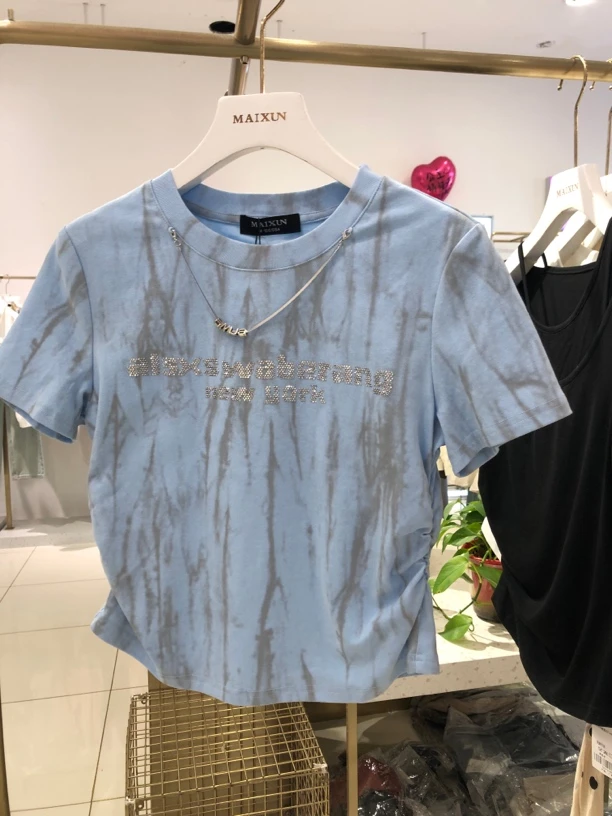 麦寻女装夏季短袖TXSFQ134淡蓝色T恤