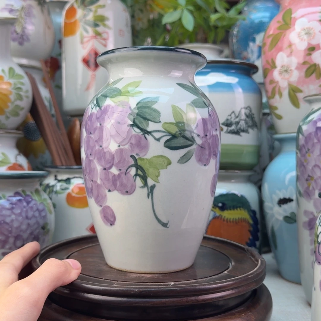 景德镇陶瓷手绘花瓶无孔
