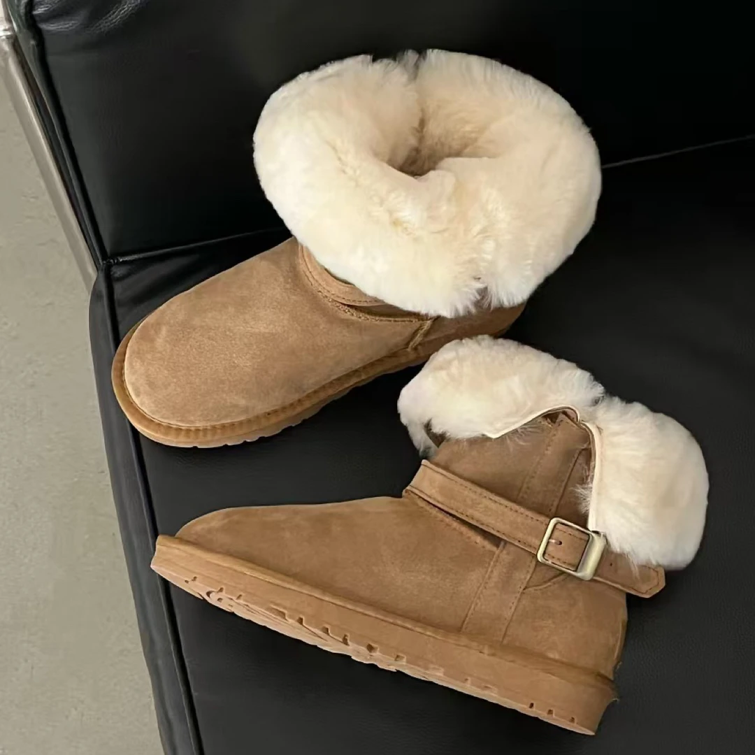 文文的鞋柜 中筒毛毛雪地靴