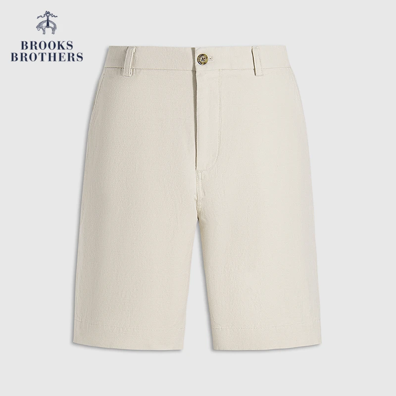 Brooks Brothers/布克兄弟男士25春夏新款棉麻纯色休闲简约短裤