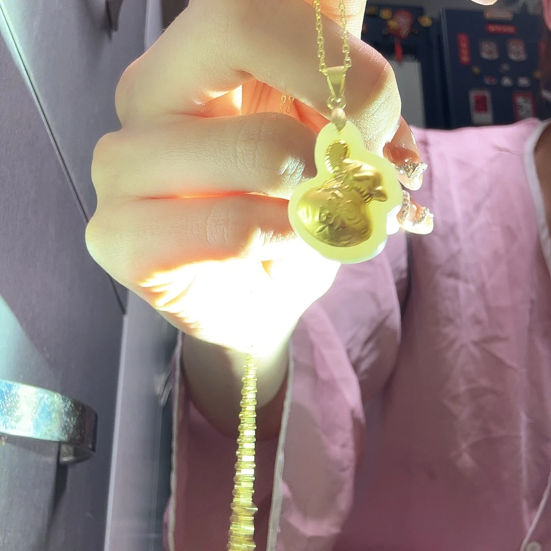 和田玉福袋18K金镶嵌