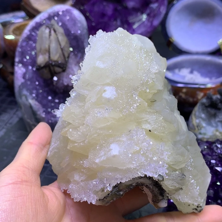 水晶福利方解石未镶嵌花*