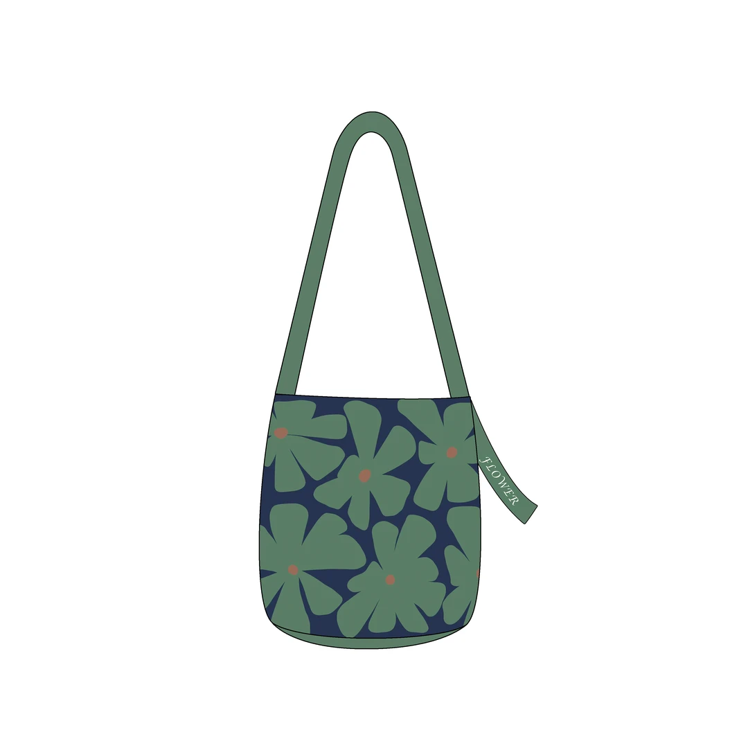 艺术鸭插画师原创青蔓花语百搭飘带多用水桶单肩斜跨手提小众通勤