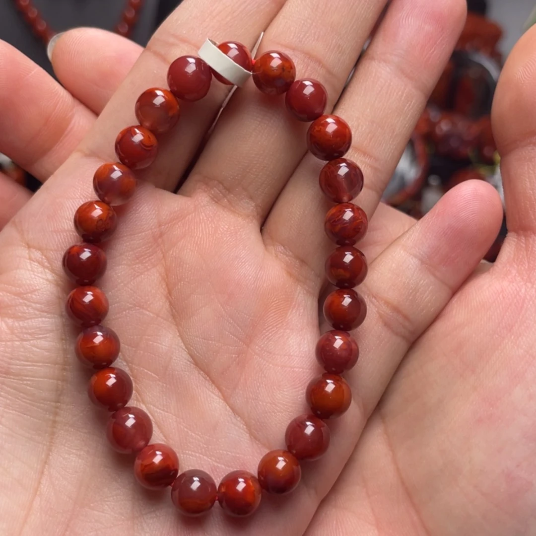 【闪购商品】未镶嵌7mm火焰纹手串南红玛瑙