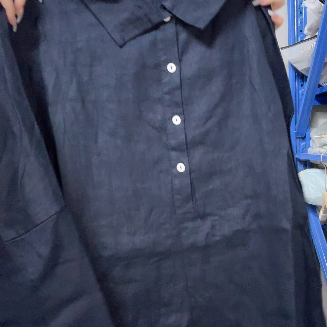 羊羔毛莫代尔纤维棉麻上衣藏蓝