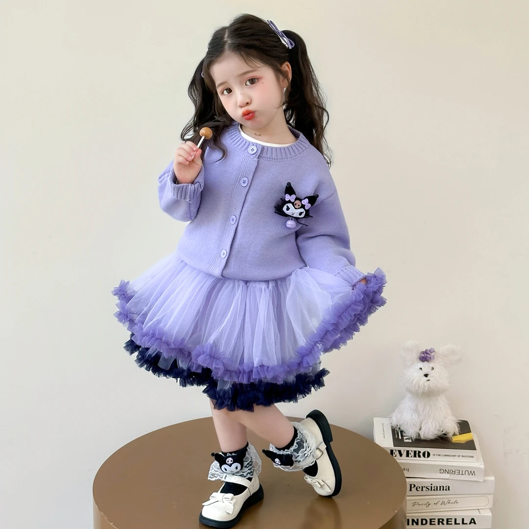 女童连衣裙春秋2025新款儿童库洛米公主裙子女孩秋季蓬蓬纱裙套装
