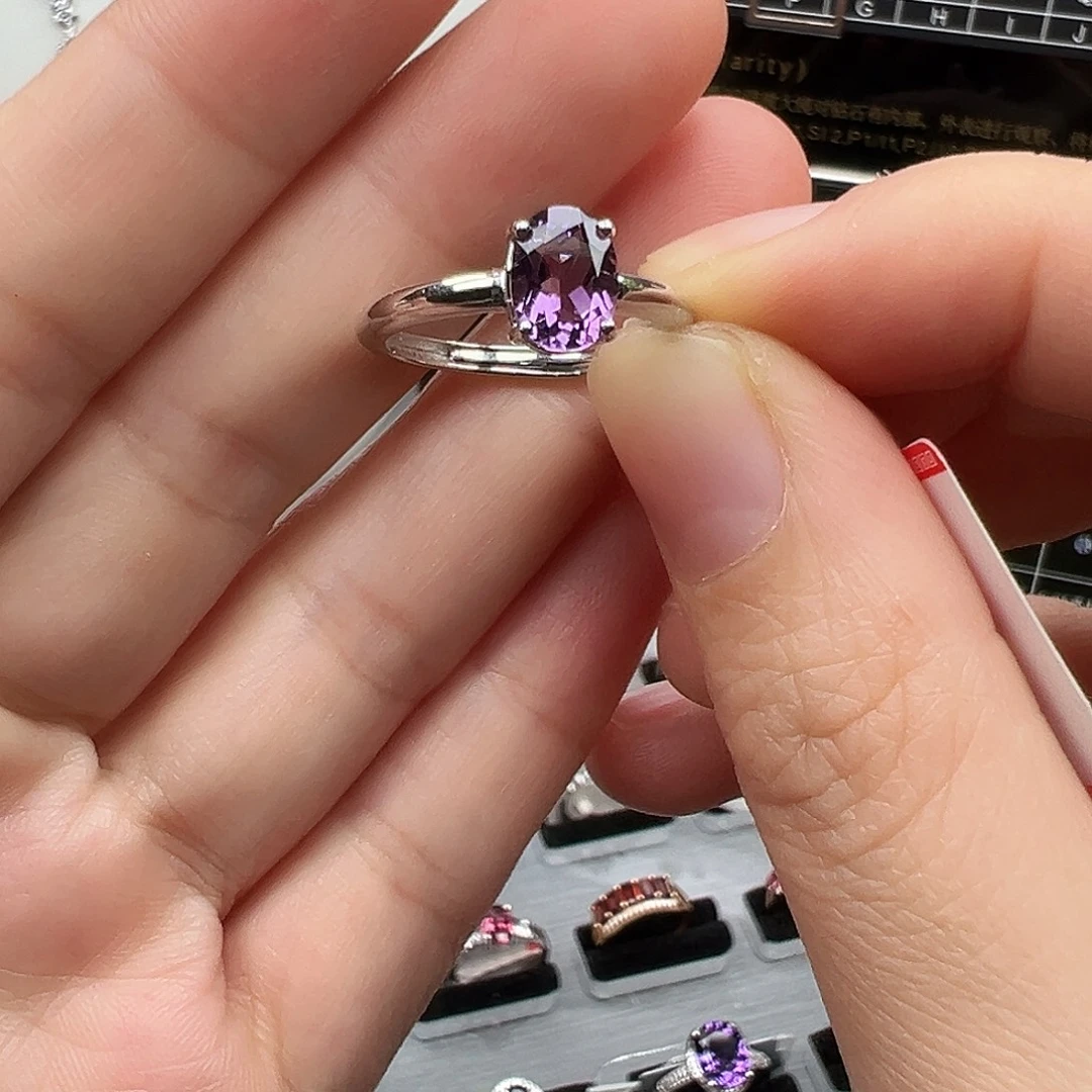 银S925镶嵌戒指水晶