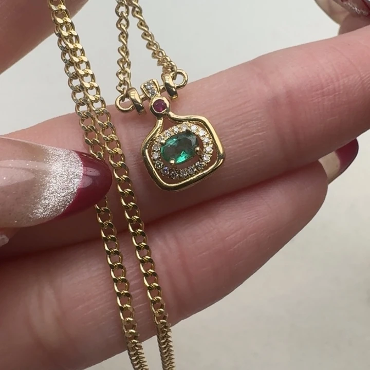 祖母绿颈饰18K金镶嵌