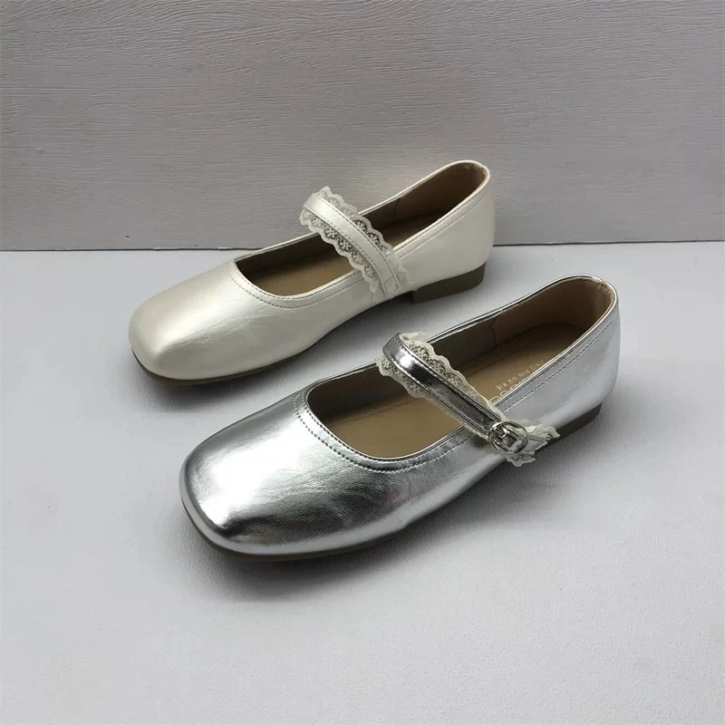 1328 丽丽--一字带扣玛丽珍夏季新款百搭气质蕾丝浅口单鞋