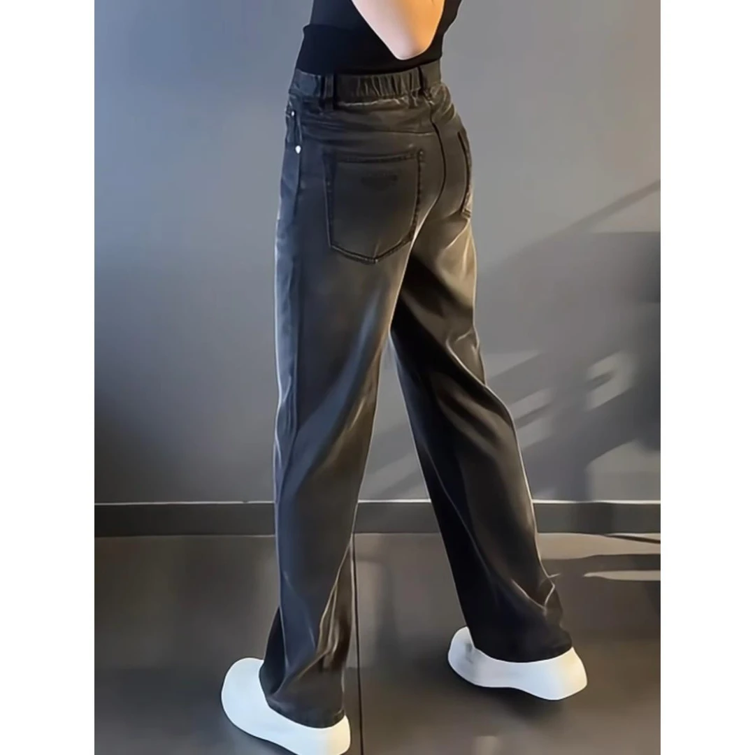 潮牌轻奢男士牛仔裤男款2025秋季新款直筒时尚拖地阔腿牛仔裤长裤