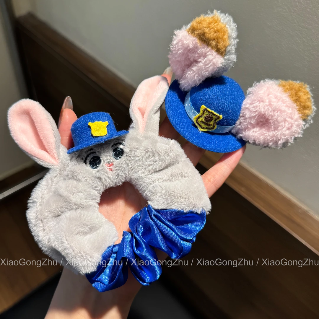 可爱mini朱迪毛绒兔耳发夹卡通侧边夹子疯狂动物城游乐园拍照发饰