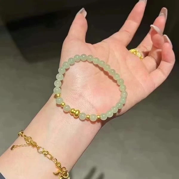 黄金葫芦如意和田玉手串女 足金999福禄手链送妈妈送女友生日礼物