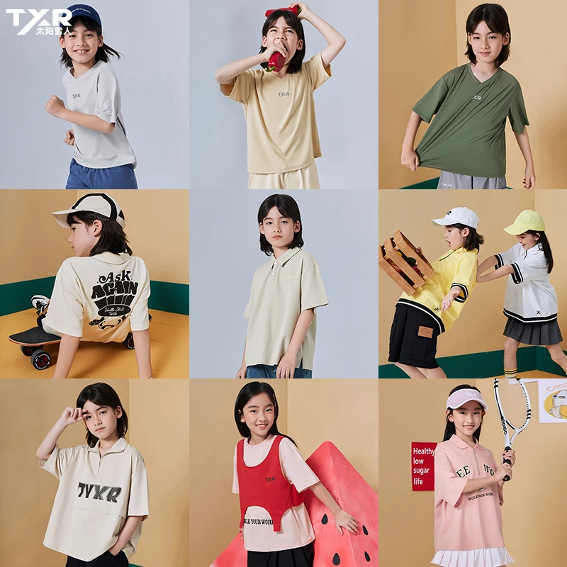 太阳雪人儿童翻领polo衫百搭短袖T恤集合-T4021122FY-DR