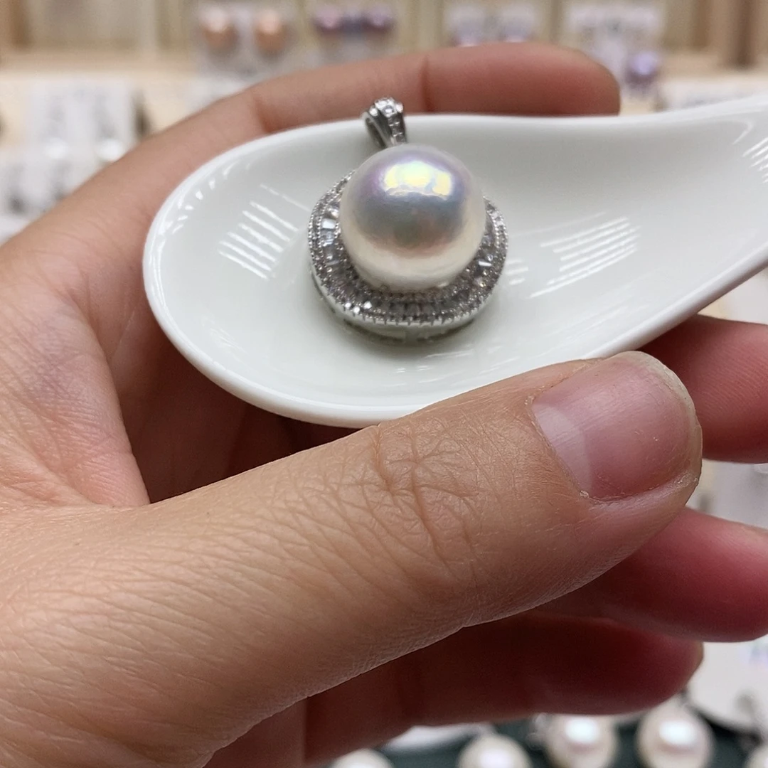 淡水珍珠银S925镶嵌颈饰