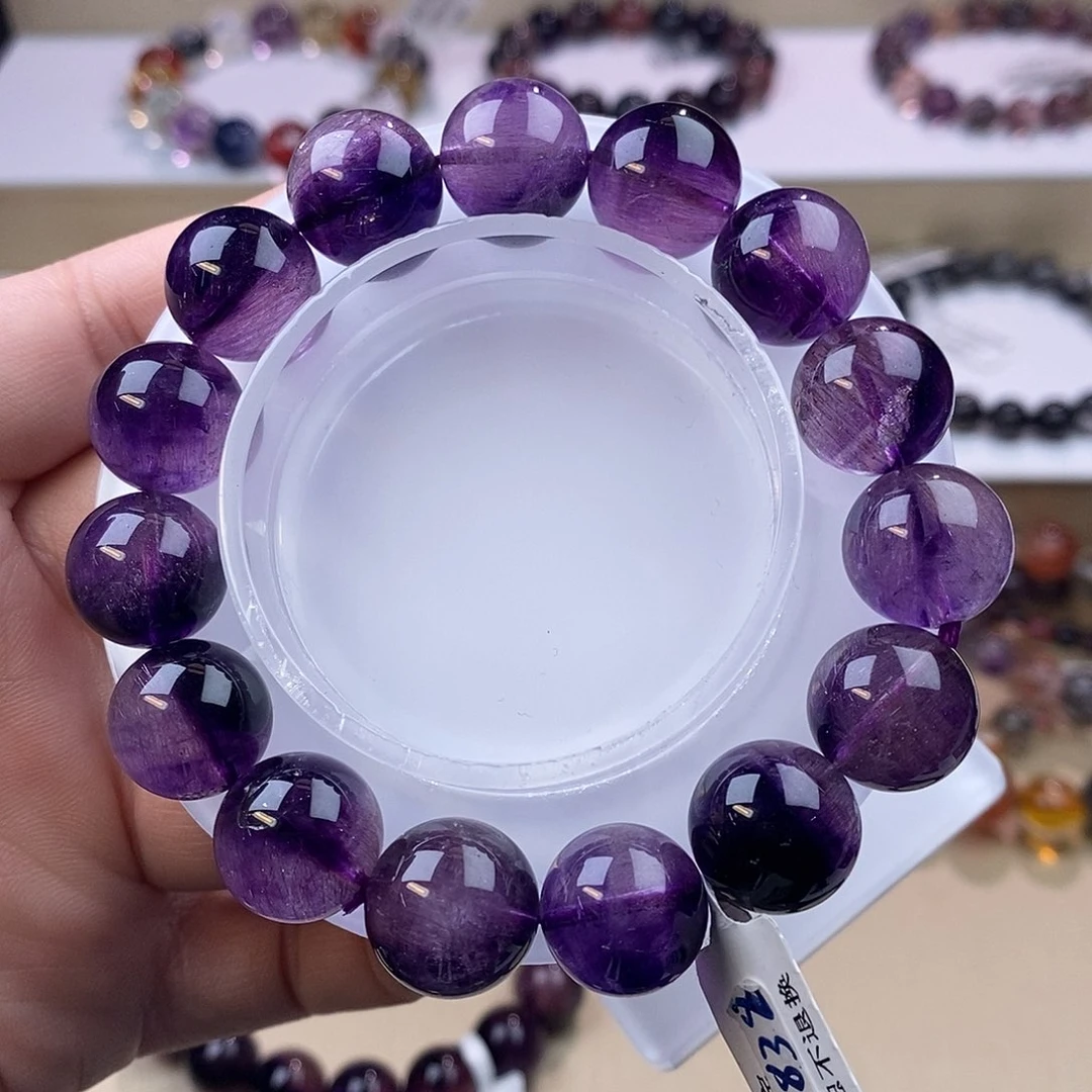 水晶手链未镶嵌收藏级紫超七13+m