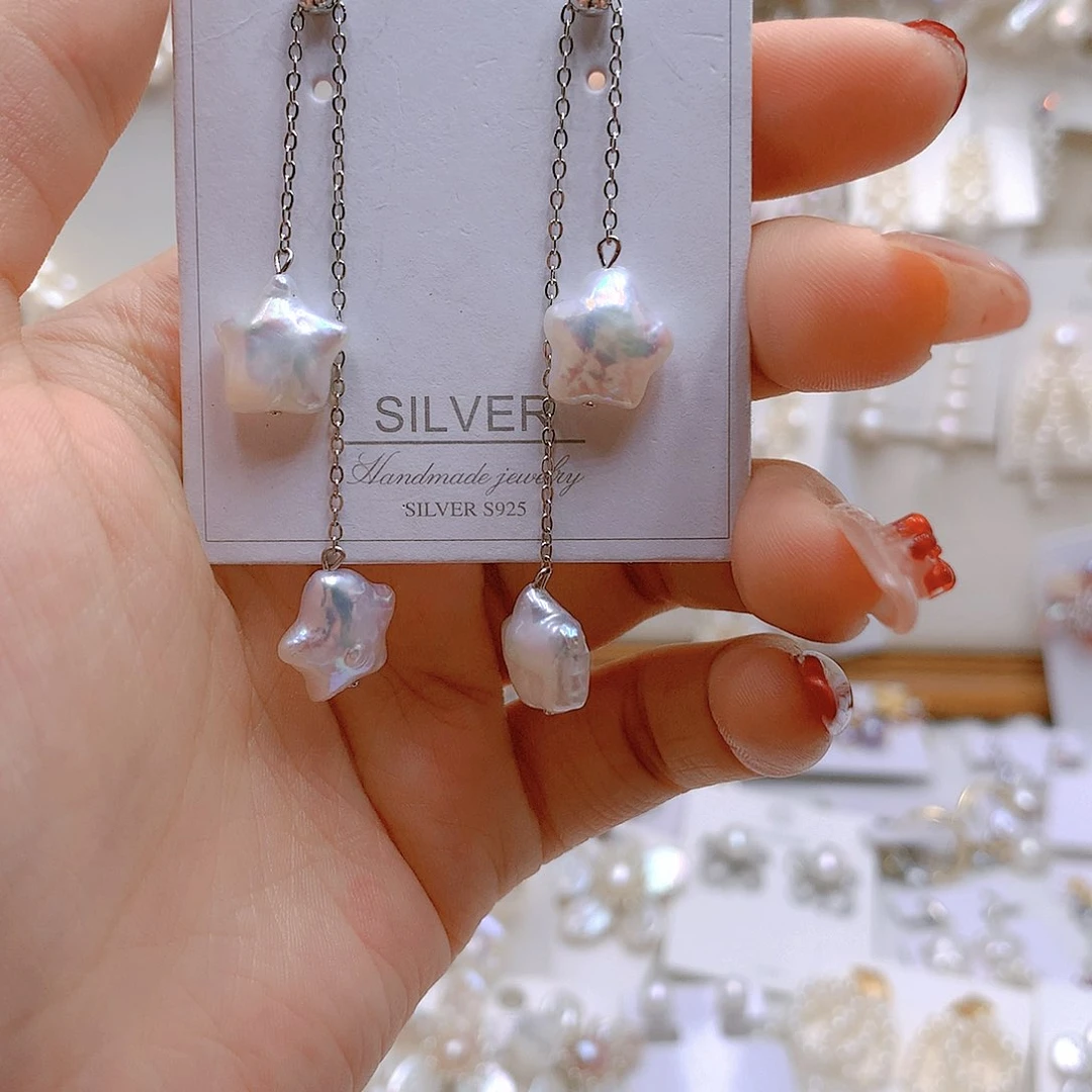 银S925镶嵌耳饰淡水珍珠圆***肉