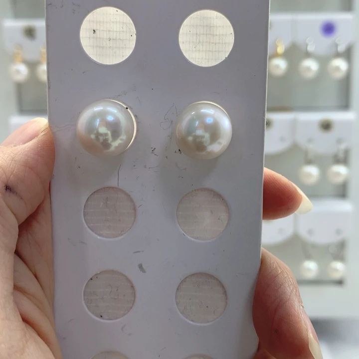 淡水珍珠耳饰银S925镶嵌定制
