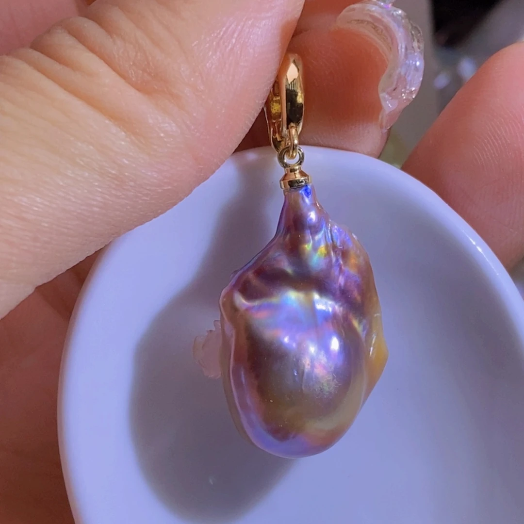 银S925镶嵌淡水珍珠天然淡水珍珠无染色无优化