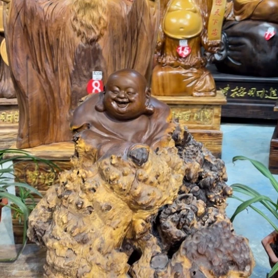 下***人香樟木新疆胡杨木雕刻人物摆件