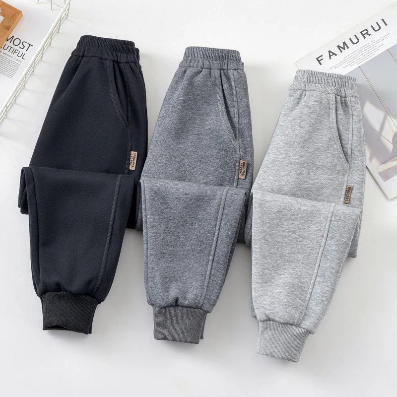 【升级版】一体加绒休闲裤子秋冬款外穿运动裤男女童加绒加厚棉卫裤