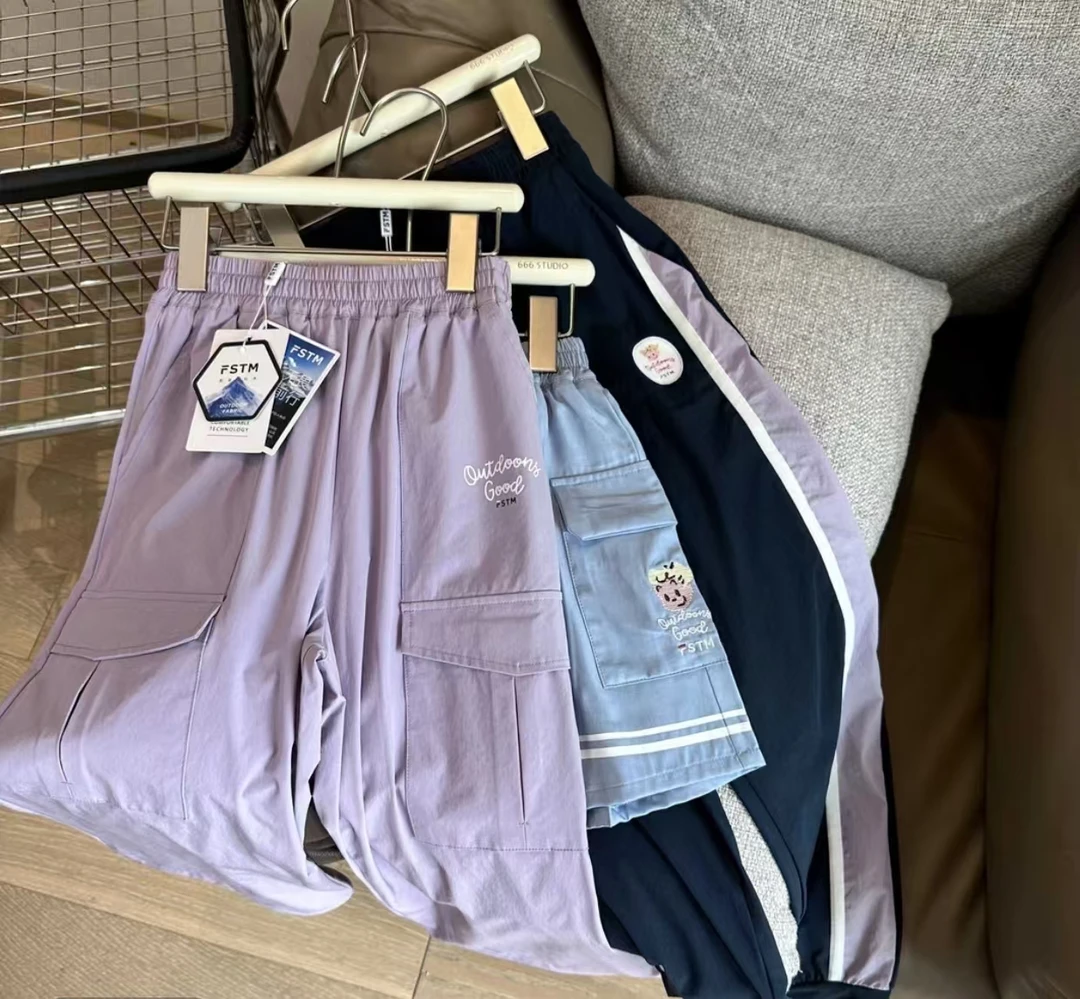 薄款长裤女休闲裤裤子男童男女通用夏季女童运动儿童短裤宽松韩版