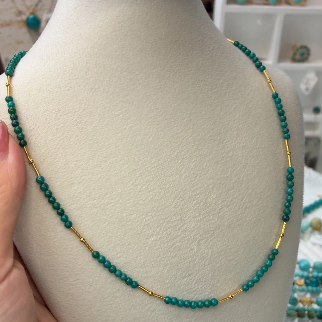 18K金镶嵌绿松石颈饰