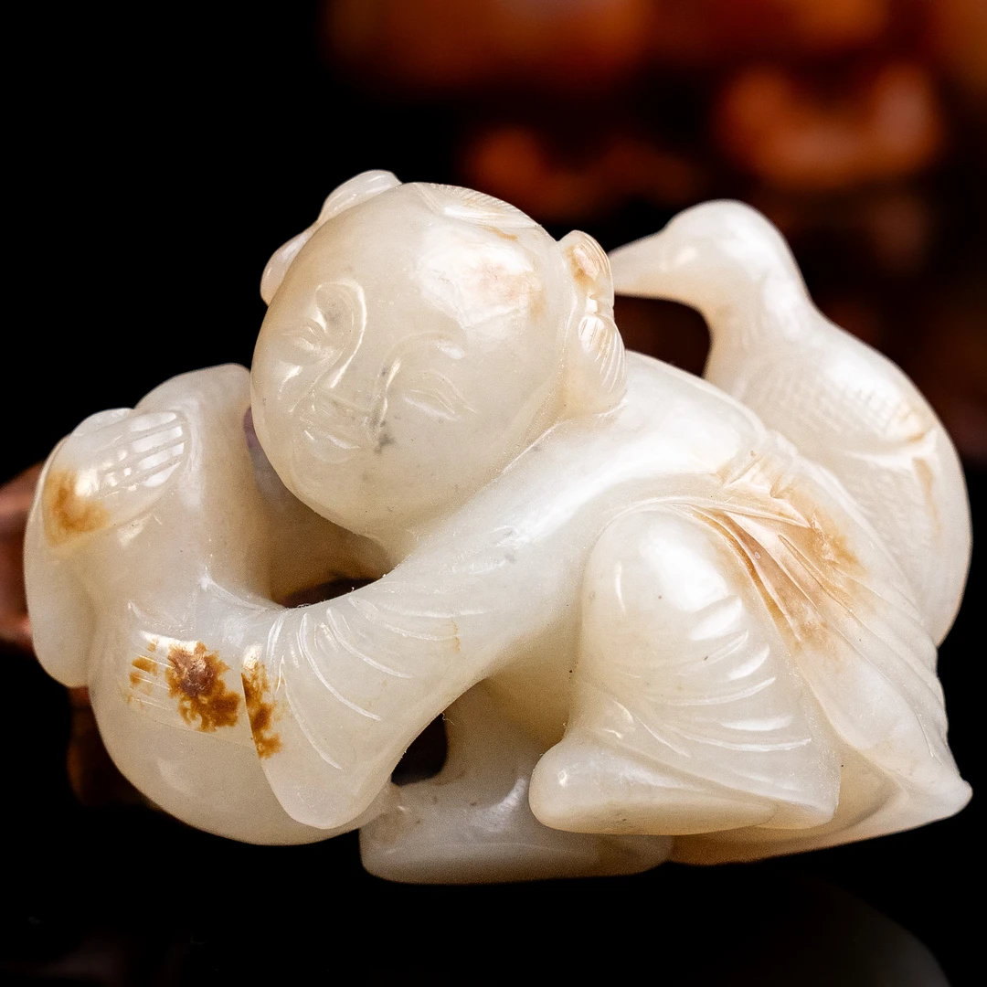 清代和田玉童子摆件-NX