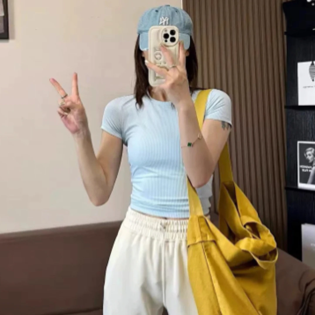 lu同款All It Takes瑜伽短袖女轻薄罗纹高弹短款紧身健身运动T恤