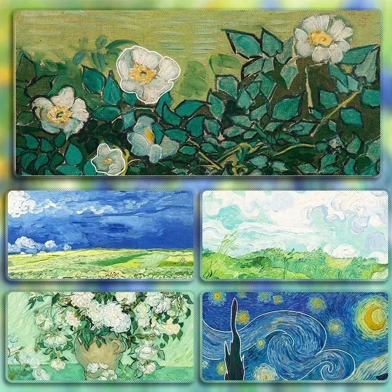 油画风鼠标垫超大号小清新ins风高颜值学生办公室电脑键盘垫桌垫