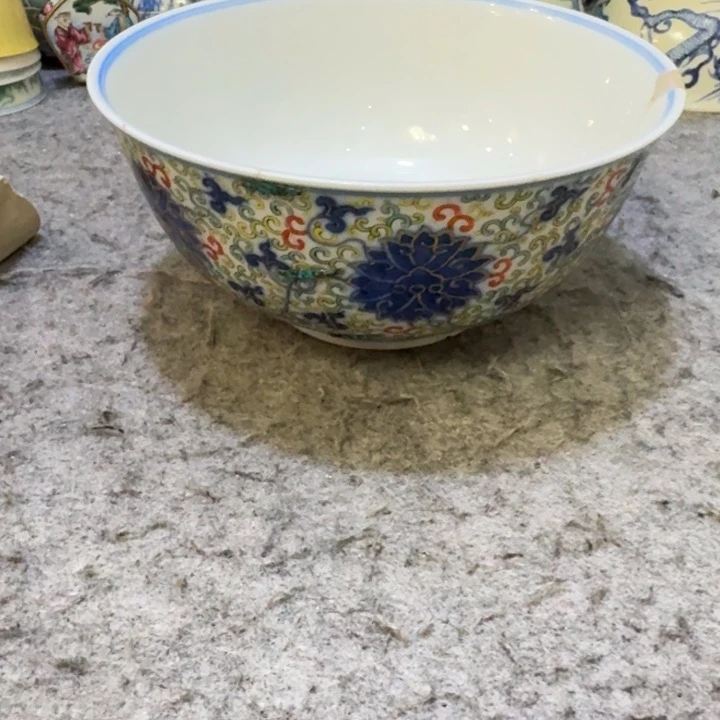 碗陶瓷工艺品摆件青花加彩大碗（修复件）