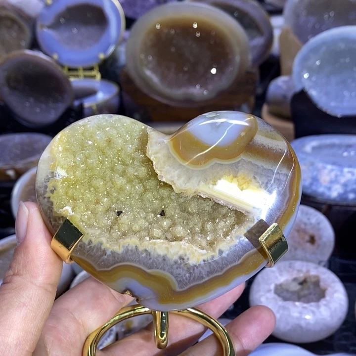 未镶嵌珠宝半成品水晶金啵啵爱心