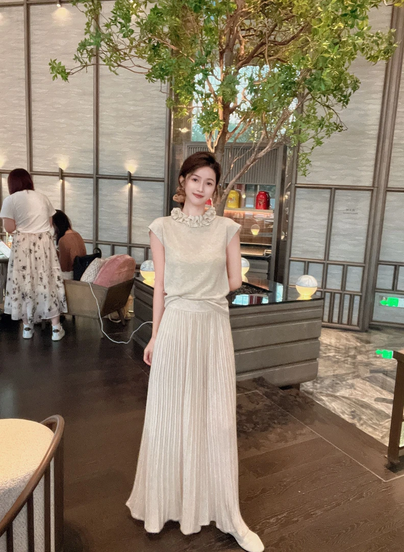 ZLeays林小允-初雾半裙-针织百褶半裙XMXY157