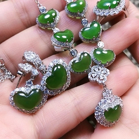 和田玉银S925镶嵌戒指