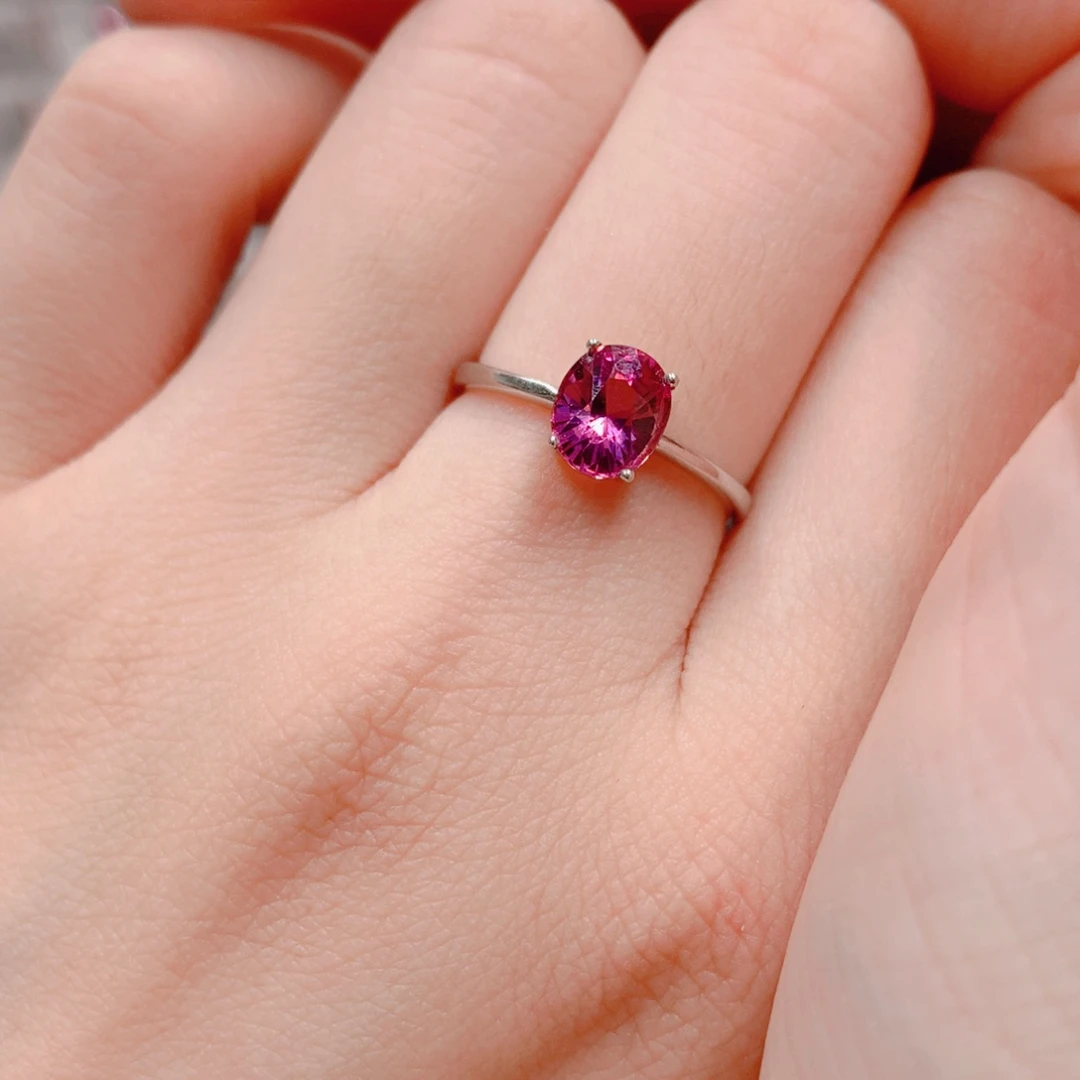 石榴石戒指银S925镶嵌