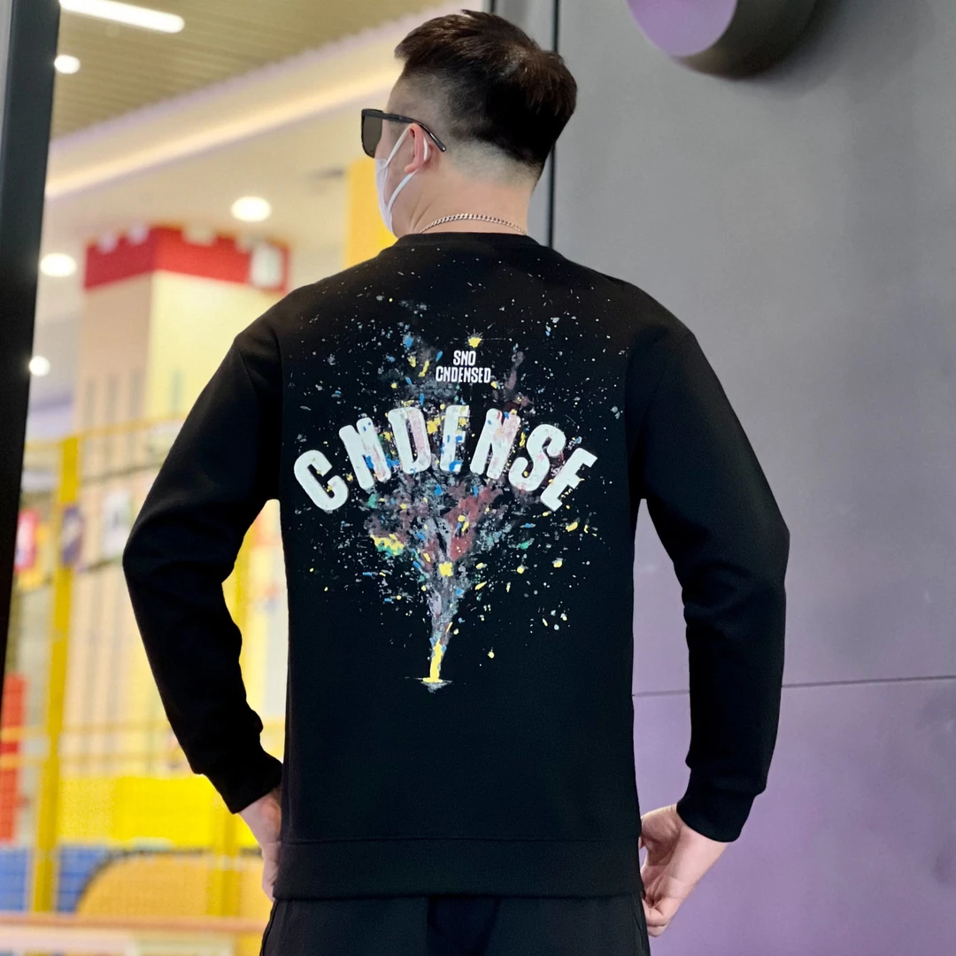 男士2025秋冬季爆款数码贴布绣设计男潮流百搭休闲长袖卫衣男宽松