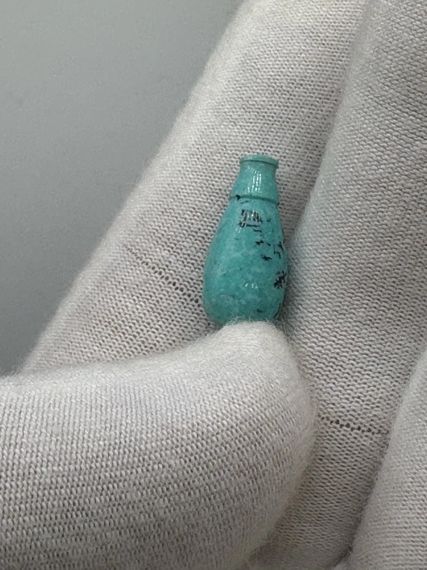 原矿绿松石三通7.8mm瓷釉品质无优化文玩配饰