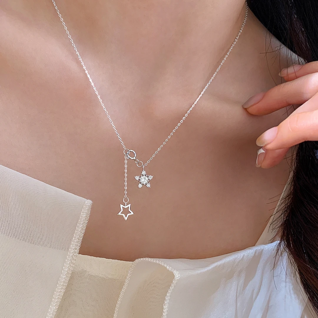 坠链均925银 925纯银星星项链女款小众轻奢时尚设计感锁骨链百搭