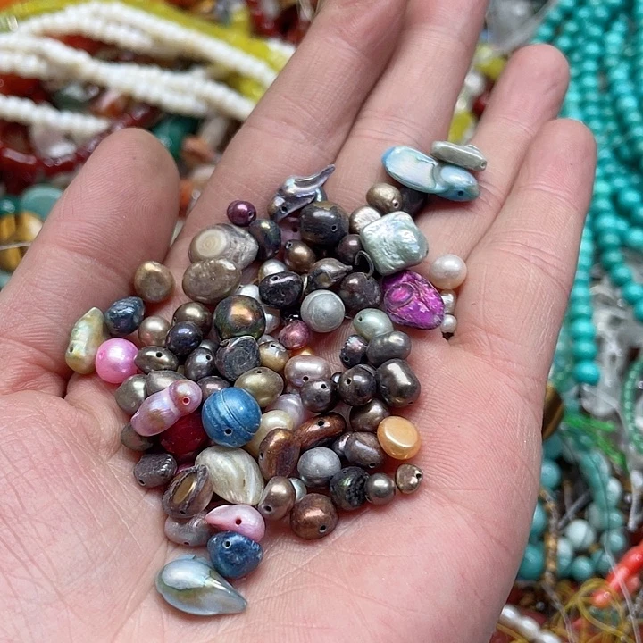 玛瑙/玉髓珠宝半成品未镶嵌一公斤混装珍珠