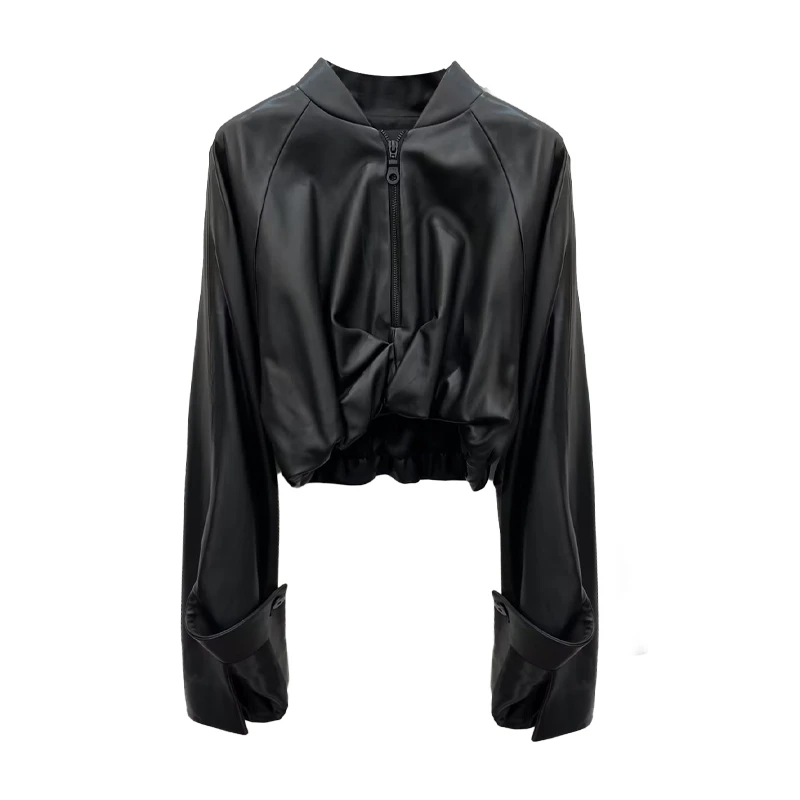 CAOXI/㯥囍2024高级感设计款小羊皮时尚外套上衣女孤品