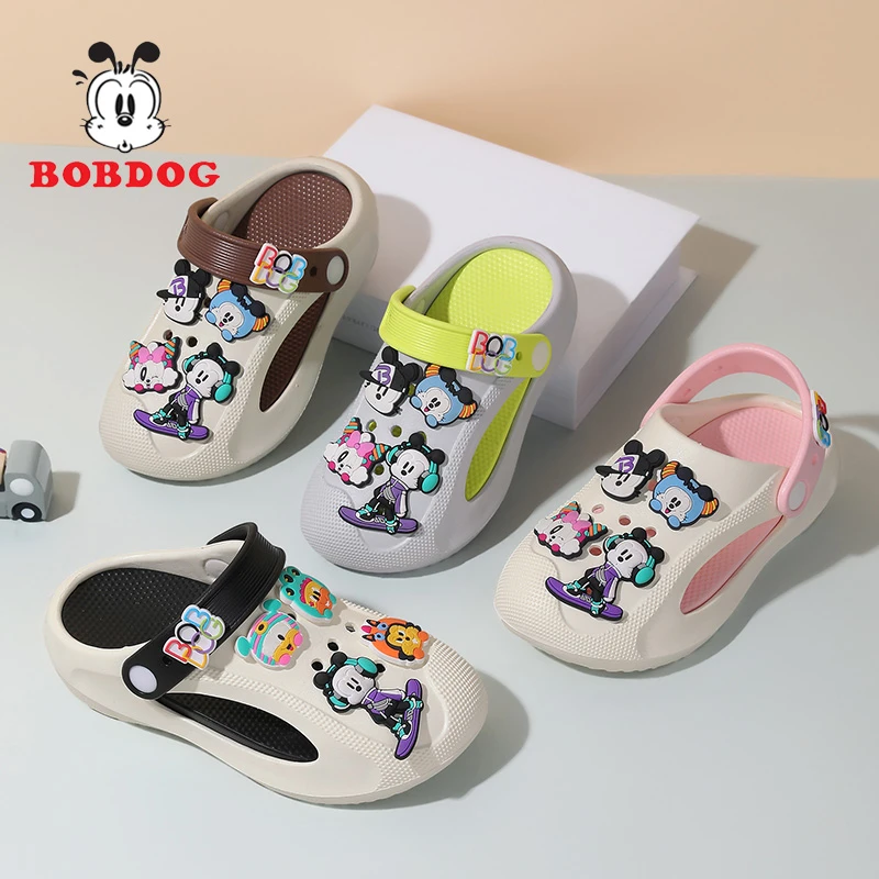 Bobdog/巴布豆洞洞鞋包头女童凉鞋卡通风休闲外穿儿童男童拖鞋