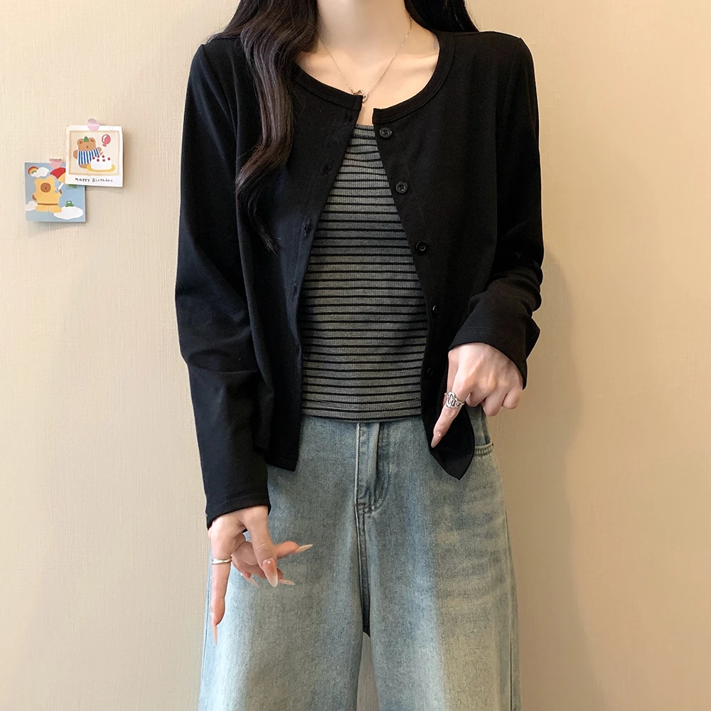 2025年秋季新款大码女装吊带长袖开衫外套两件套3738