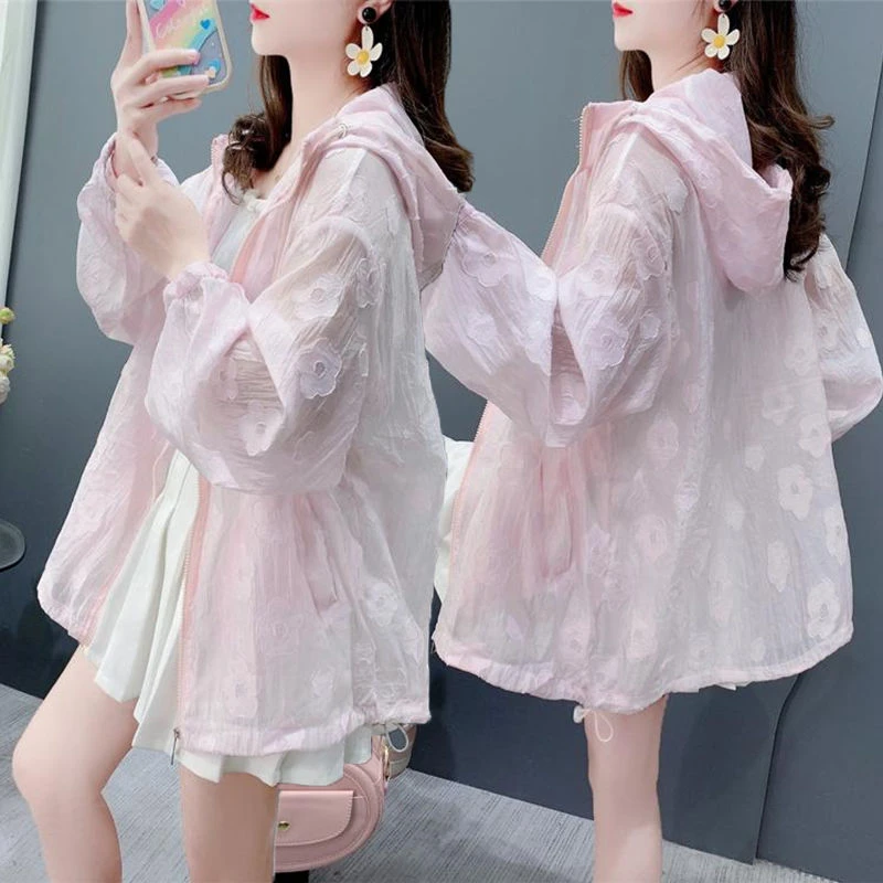 紫外线冰丝运动套装长裙专业爆款大码胖mm设计感长袖连帽防晒衣