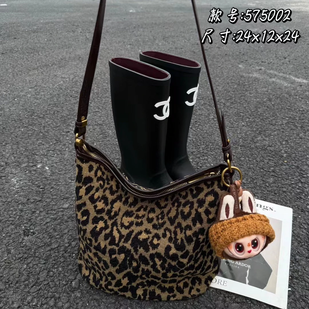 【ZiJun】575002豹纹耐刮单根通勤风复古风斜挎包布包休闲百搭复古