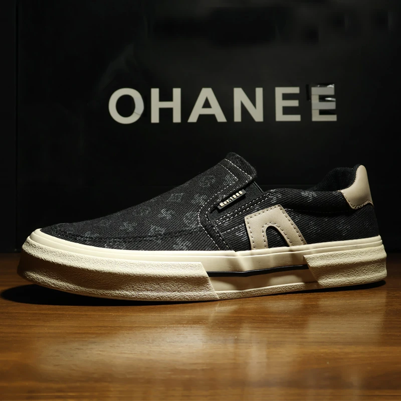 2025秋季男士新款透气韩版一脚蹬懒人帆布鞋休闲百搭潮流布鞋男鞋