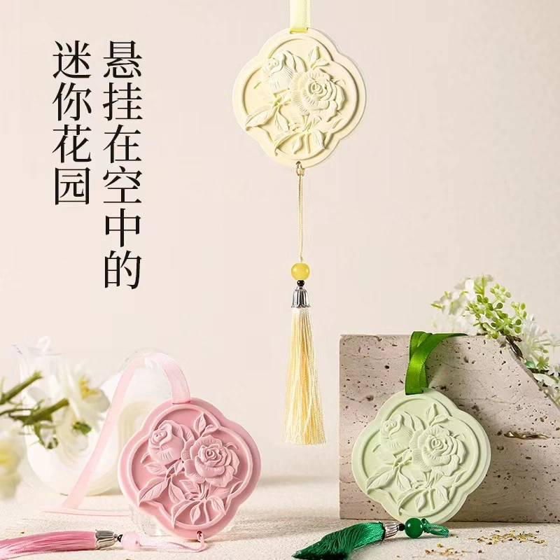 车载石膏香薰玫瑰花扩香石居家衣柜清新空气持久留香茶香挂件装饰