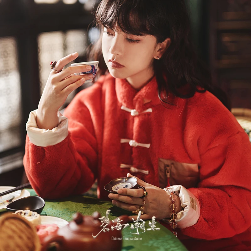 【福气】秋冬新款中国风国潮刺绣保暖毛绒唐装外套男女