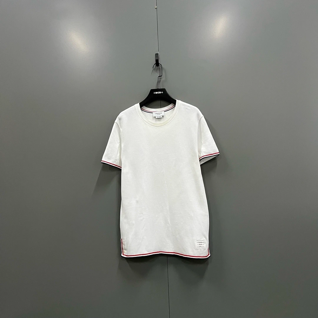 99新 THOMBROWNE c616 TB 条纹饰锁边短袖 4码 607668