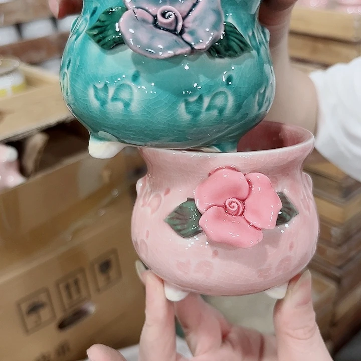 有孔.凑单10元陶瓷花盆发货！