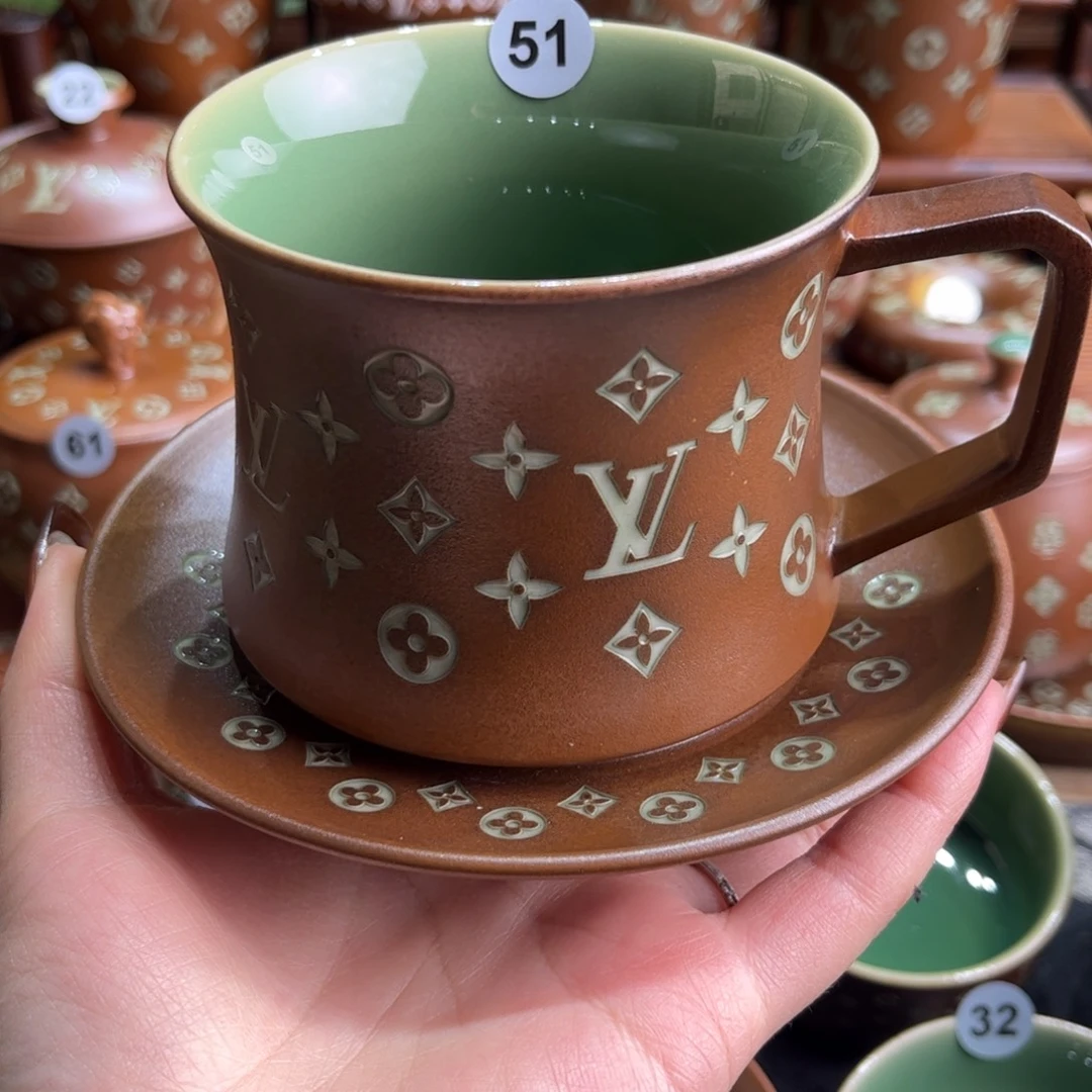 安***然草木灰老花咖啡杯