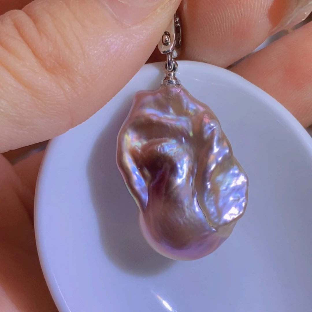 银S925镶嵌淡水珍珠天然淡水珍珠无染色无优化